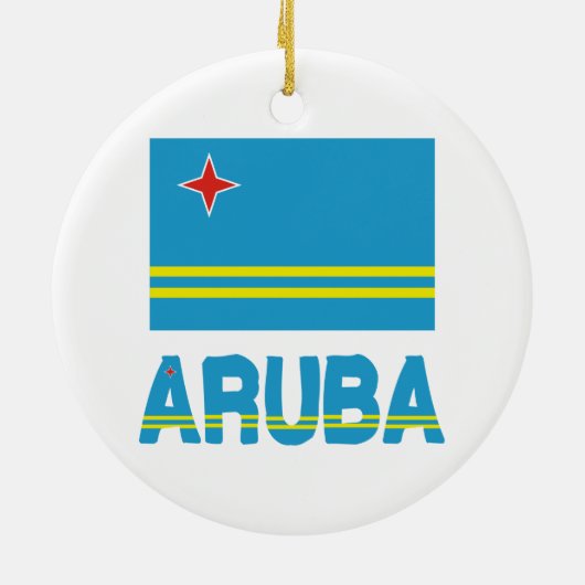 Aruba Flag en Word Keramisch Ornament (Achterkant)