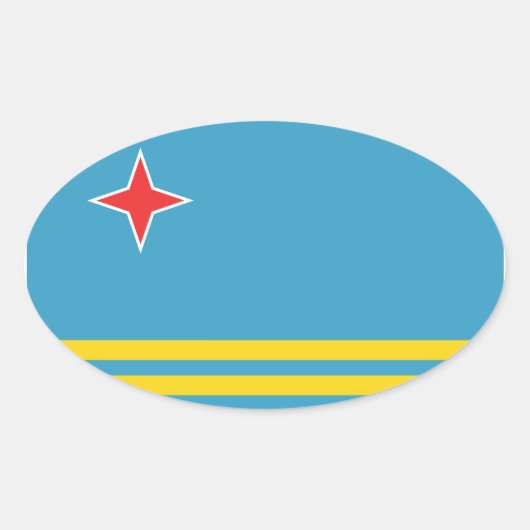 Aruba Flag Oval Sticker (Voorkant)