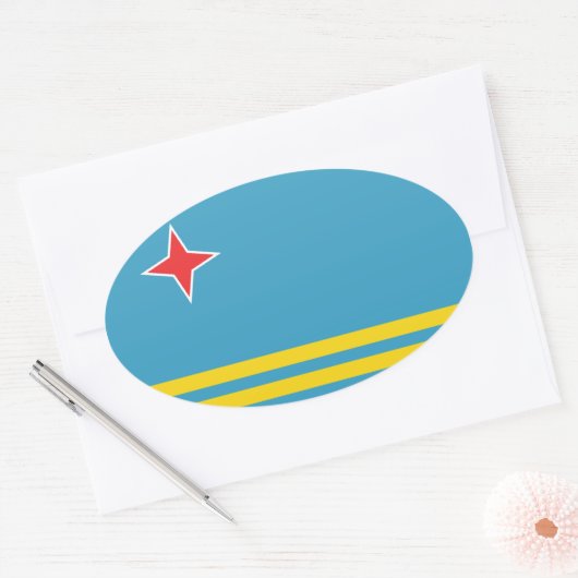 Aruba Flag Oval Sticker (Envelop)