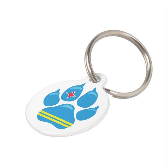 Aruba Flag PAW Dog ID Label Huisdierpenning (Zijkant)