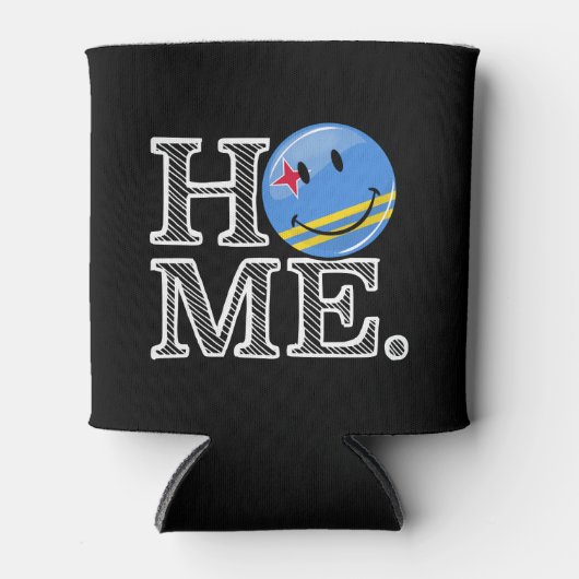 Aruba Flag Smiling House Warmer Blikjeskoeler (Voorkant)