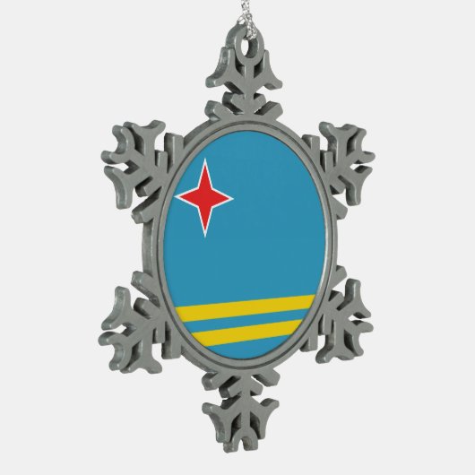 Aruba Flag Tin Sneeuwvlok Ornament (Links)