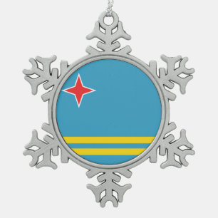Aruba Flag Tin Sneeuwvlok Ornament