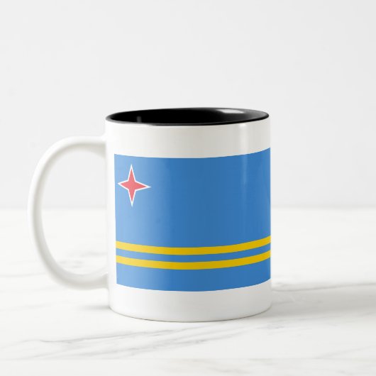 Aruba Flag Tweekleurige Koffiemok (Links)