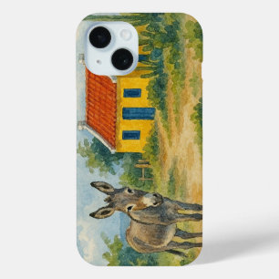 Aruba Geel Cunucu-huis met ezel aquarel iPhone 15 Case