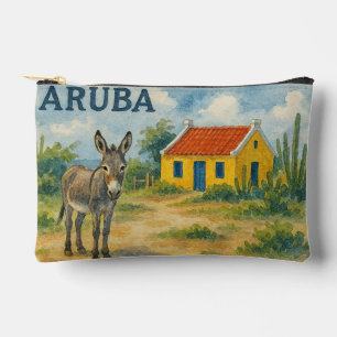 Aruba Geel Cunucu-huis met ezel aquarel Etui