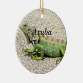 Aruba Green Iguana Keramisch Ornament (Rechts)