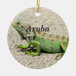 Aruba Green Iguana Keramisch Ornament