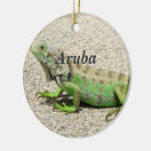 Aruba Green Iguana Keramisch Ornament (Links)