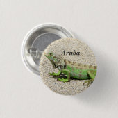 Aruba Green Iguana Ronde Button 3,2 Cm (Voorkant /achterkant)