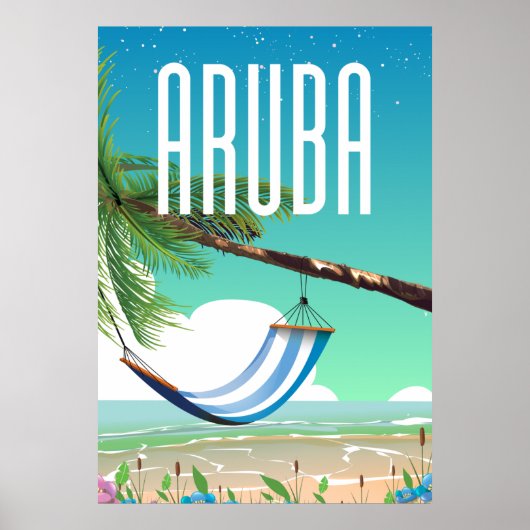 Aruba Hangmat strand reisposter Poster (Voorkant)