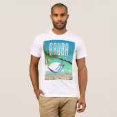 Aruba Hangmat strand reisposter T-shirt (Voorkant volledig)