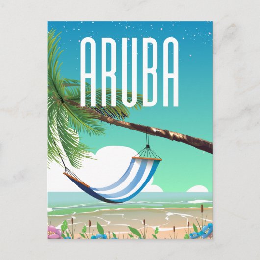 Aruba Hangmatstrand Reisposter Briefkaart (Voorkant)