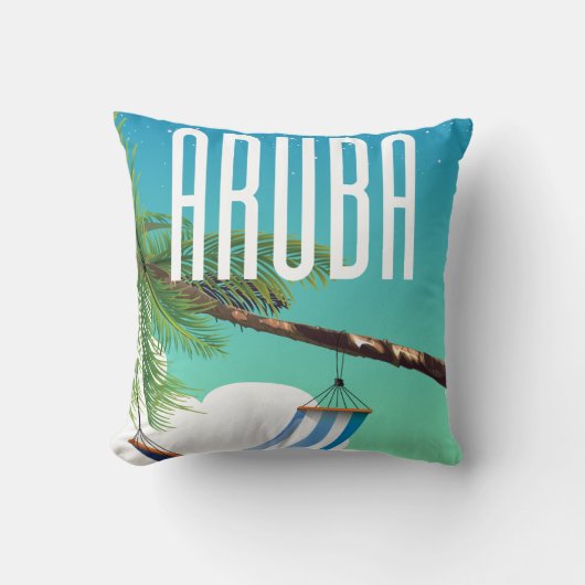 Aruba Hangmatstrand Reisposter Kussen (Voorkant)