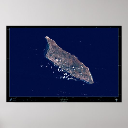 Aruba, het Caribische Satelliet-Poster Poster (Voorkant)