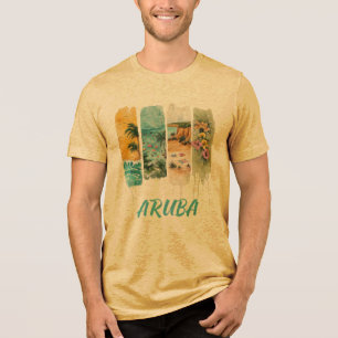 Aruba in penseelstreekontwerp Tri-Blend shirt