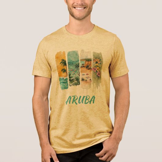 Aruba in penseelstreekontwerp Tri-Blend shirt (Voorkant)