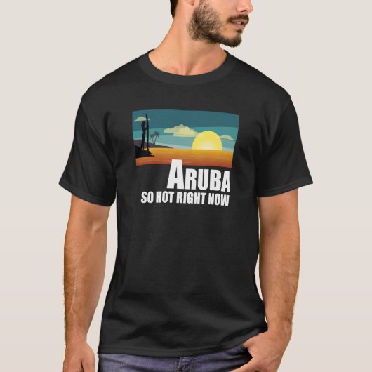 Aruba is nu zo heet, Retro Travel Beach Vacking T-shirt (Voorkant)