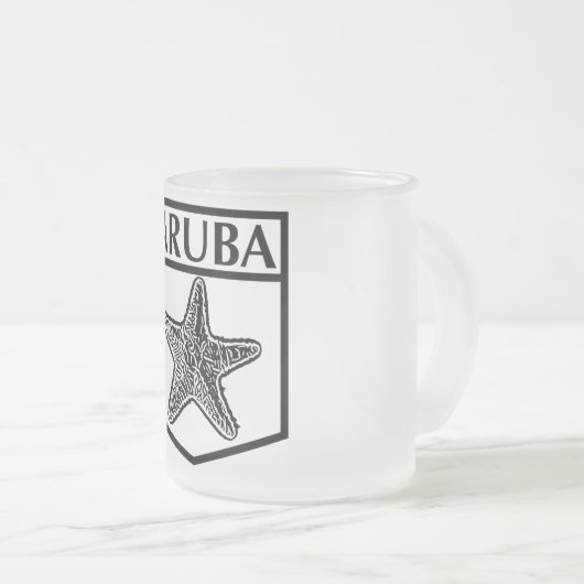 Aruba Island Design - Frosted 10 oz Frosted Glass Matglas Koffiemok (Voorkant rechts)