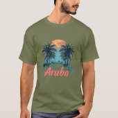 Aruba Island Design (versie 2) - Basic Dark T-Shi T-shirt (Voorkant)