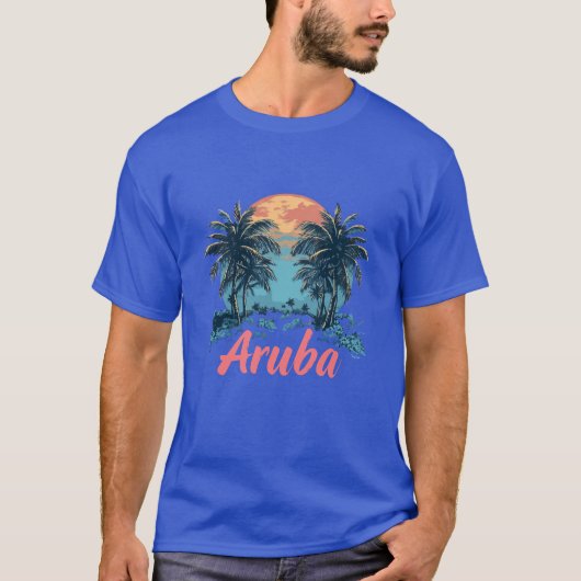Aruba Island Design (versie 2) - Basic Dark T-Shi T-shirt (Voorkant)