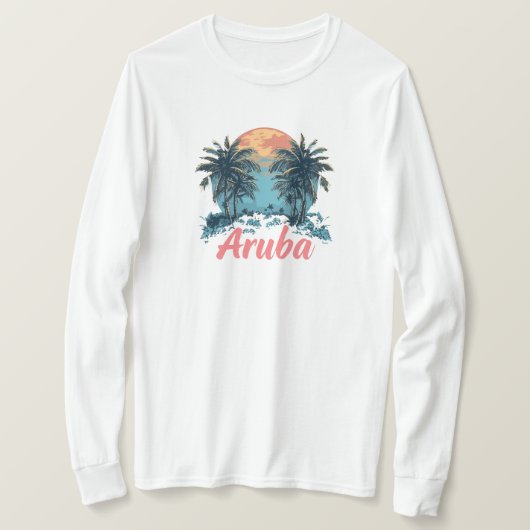 Aruba Island Design (versie 2) - Basic lange mouwe T-shirt (Design voorkant)