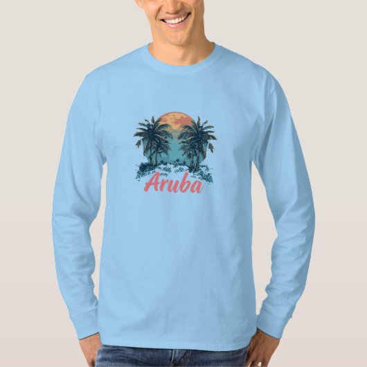 Aruba Island Design (versie 2) - Basic lange mouwe T-shirt (Voorkant)