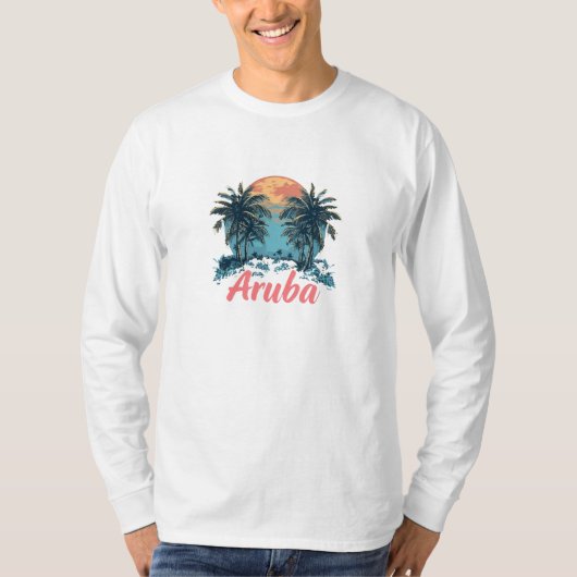 Aruba Island Design (versie 2) - Basic lange mouwe T-shirt (Voorkant)