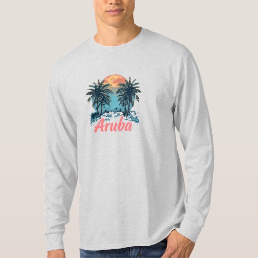 Aruba Island Design (versie 2) - Basic lange mouwe T-shirt (Voorkant)