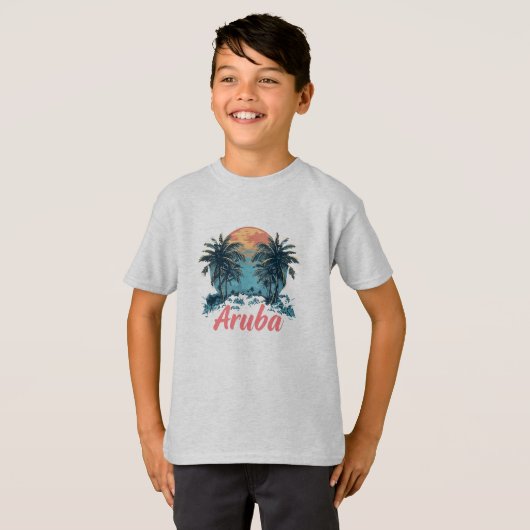 Aruba Island Design (versie 2) - Kinderen Basic T- T-shirt (Voorkant volledig)