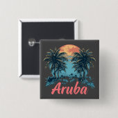 Aruba Island Design (versie 2) - Vierkante Button (Voorkant /achterkant)