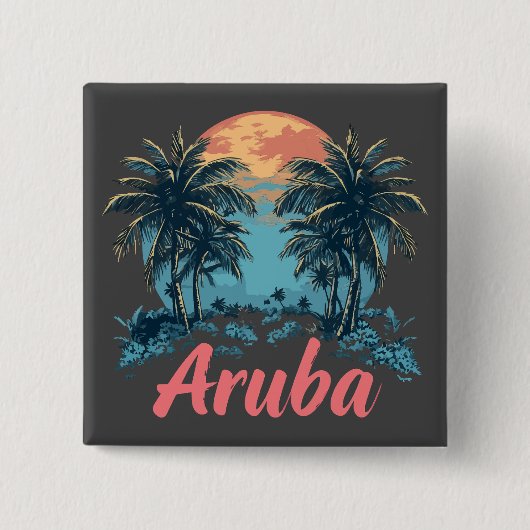 Aruba Island Design (versie 2) - Vierkante Button (Voorkant)