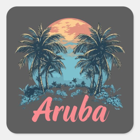 Aruba Island Design (versie 2) - Vierkante Sticker (Voorkant)