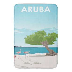 Aruba Island Travel Flamingo Familie Flamingo Badmat