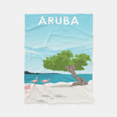 Aruba Island Travel Flamingo | Familie Flamingo Fleece Deken (Voorkant)