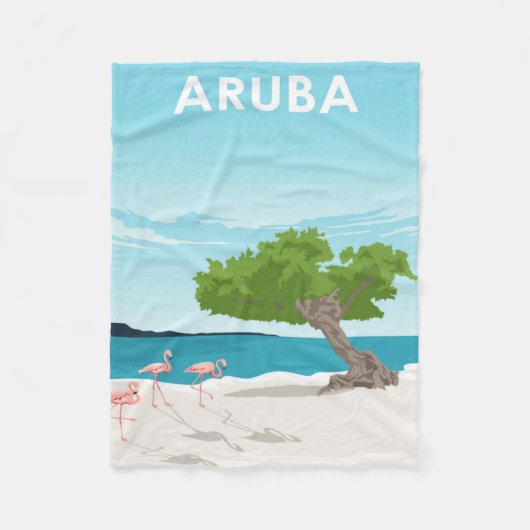 Aruba Island Travel Flamingo | Familie Flamingo Fleece Deken (Voorkant)