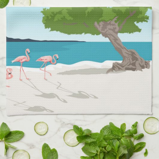 Aruba Island Travel Flamingo | Familie Flamingo Theedoek (Gevouwen)