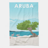 Aruba Island Travel Flamingo | Familie Flamingo Theedoek (Verticaal)