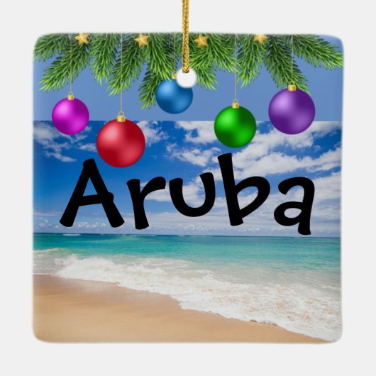Aruba Kerstornament Keramisch Ornament (Achterkant)