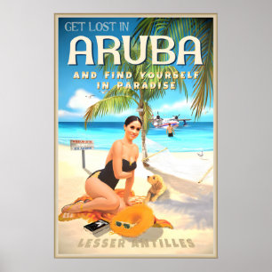 Aruba Kleine Antillen Oranjestad West-Indië Strand Poster