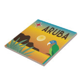 Aruba kleurrijke Caribische eilandillustratie Tegeltje (Zijkant)