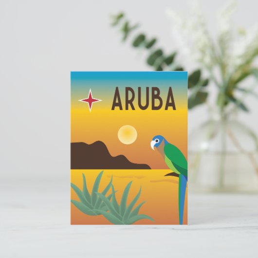 Aruba kleurrijke Caribische illustratie Briefkaart (Staand voorkant)