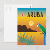 Aruba kleurrijke Caribische illustratie Briefkaart (Voorkant / Achterkant)