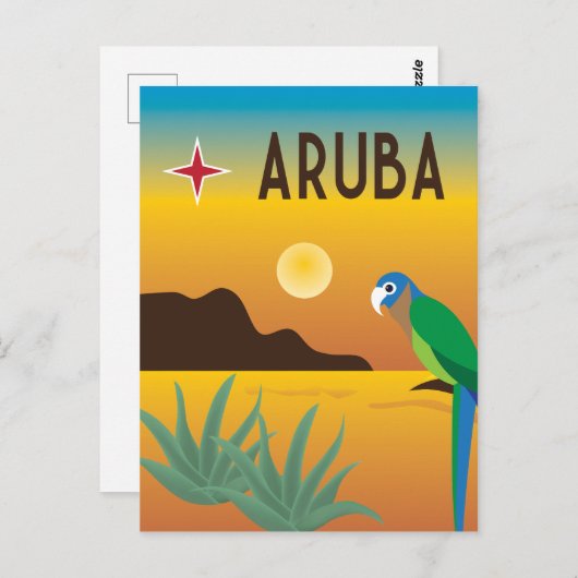 Aruba kleurrijke Caribische illustratie Briefkaart (Voorkant / Achterkant)