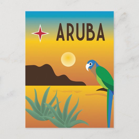 Aruba kleurrijke Caribische illustratie Briefkaart (Voorkant)