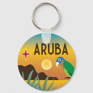 Aruba kleurrijke Caribische illustratie Sleutelhanger