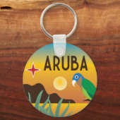 Aruba kleurrijke Caribische illustratie Sleutelhanger (Voorkant)