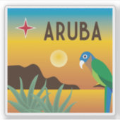 Aruba kleurrijke Caribische illustratie Sticker (Voorkant)
