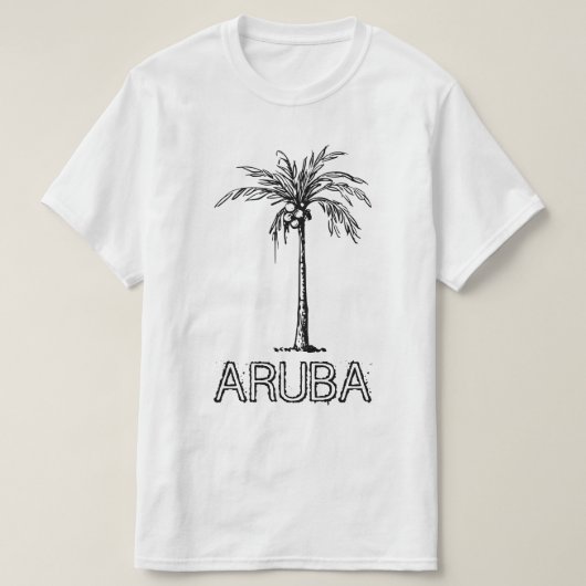 Aruba-kokosnoot zwart-wit ontwerp t-shirt (Design voorkant)