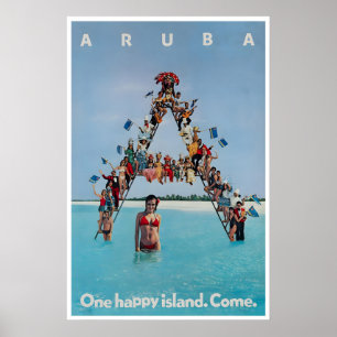 Aruba Kunst One Happy Island Fotoafdruk Vintage Poster